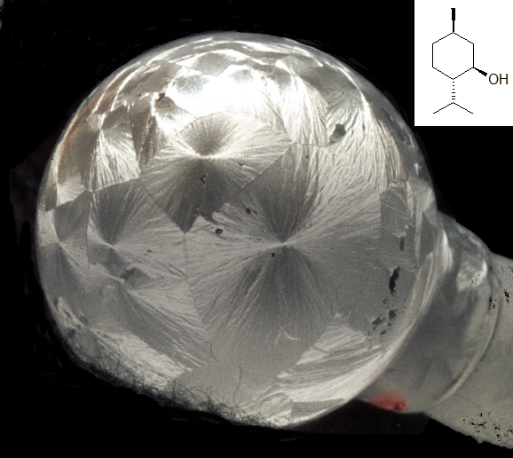 Menthol crystals, structure of menthol